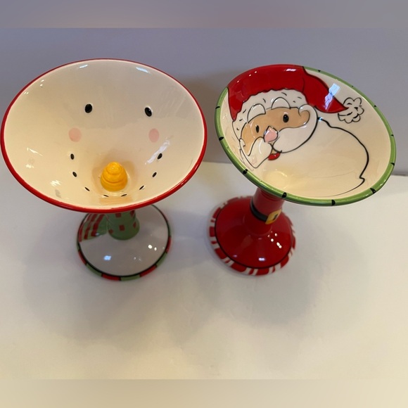 SCM Designs Christmas Holiday Santa and Snowman Martini Glasses Set of 2 - Picture 1 of 9